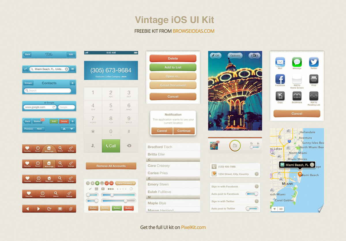 Vintage iOS UI Kit