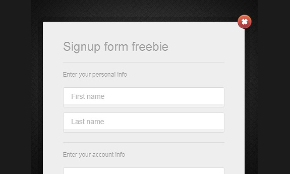 Simple Modal Sign Up Form